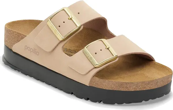 Birkenstock Birkenstock Arizona PAP Flex Platform Nubuk Leather Narrow Fit Жени - Сандали Birkenstock - Светло кафяв - 1028379-3.5 - Size: 3.5