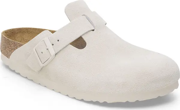 Birkenstock Birkenstock Boston Soft Footbed Suede Leather Regular Fit Мъже - Сандали Birkenstock - Бял - 1027667-5.5 - Size: 5.5