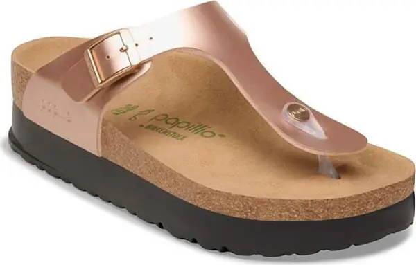 Birkenstock Birkenstock Gizeh Flex Platform Birko-Flor Regular Fit Electric Metallic Copper Жени - Сандали Birkenstock - Gold - 1031235-7 - Size: 7