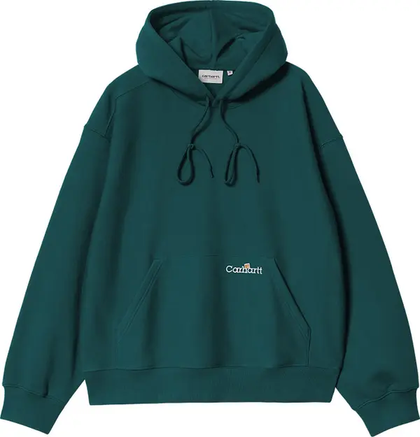 Carhartt WIP Carhartt WIP Hooded Label Script Sweat Malachite Мъже - Суитшърти и блузи с качулка Carhartt WIP - Син - I034430_2M1_XX-M - Size: M