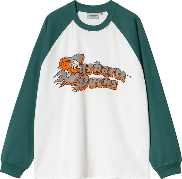 Carhartt WIP Carhartt WIP L/S Flaming Ducks Baseball T-S Мъже - Тениски Carhartt WIP - Бял - I034668_2QT_XX-M - Size: M