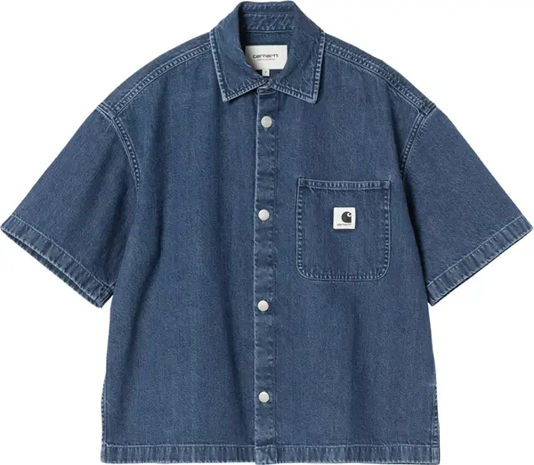 Carhartt WIP Carhartt WIP W' S/S Lovilia Shirt Blue Жени - Суитшърти и блузи с качулка Carhartt WIP - Син - I034558_01_06-S - Size: S