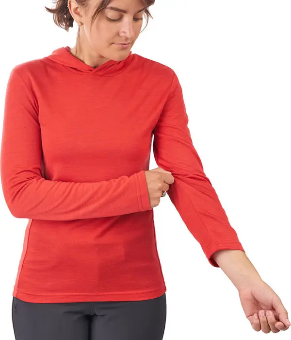 Chrome Chrome Industries W Merino LS Hoodie Poppy Жени - Суитшърти и блузи с качулка Chrome - Червен - AP-435-PPPY-XS - Size: XS