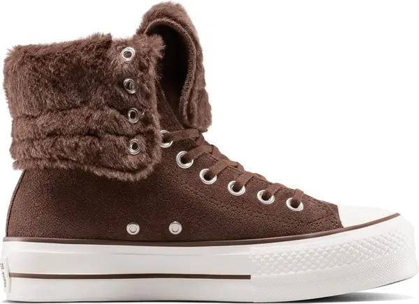 Converse Converse Chuck Taylor All Star Fold-Over Lift Platform XHi Faux Fur Жени - Спортни обувки Converse - Кафяв - A15230C-6 - Size: 6