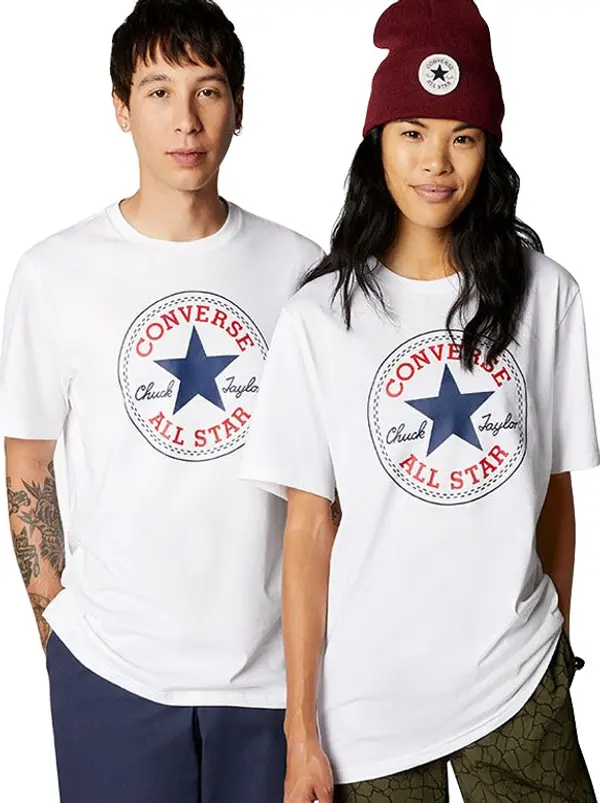 Converse Converse Go-To All Star Patch Standard Fit T-Shirt Unisex - Тениски Converse - Бял - 10025459-A03-XL - Size: XL