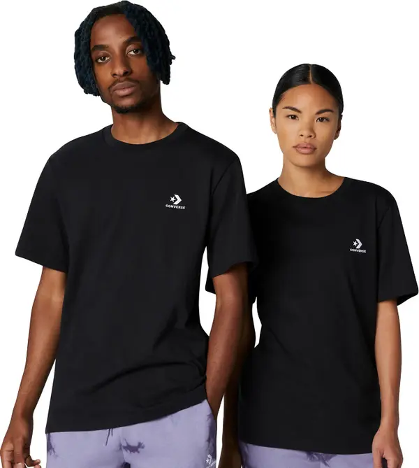 Converse Converse Go-To Embroidered Star Chevron Standard Fit T-Shirt Unisex - Тениски Converse - Черен - 10023876-A02-XS - Size: XS