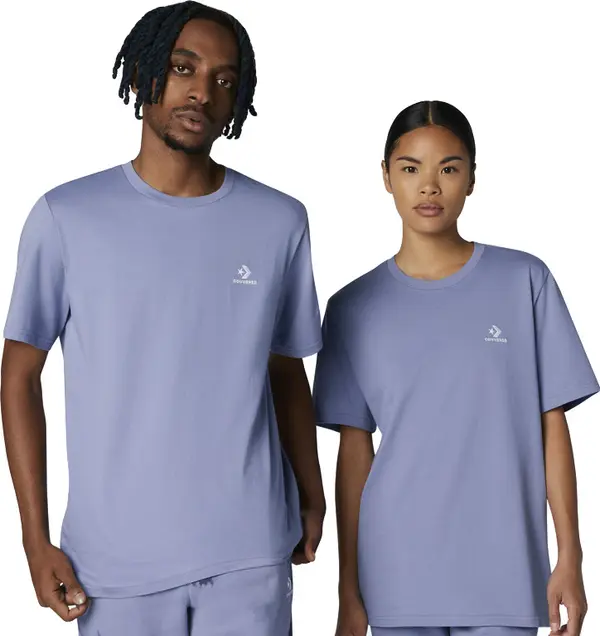 Converse Converse Go-To Embroidered Star Chevron Standard Fit T-Shirt Unisex - Тениски Converse - Лилав - 10023876-A15-XS - Size: XS