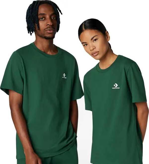 Converse Converse Go-To Embroidered Star Chevron Standard Fit T-Shirt Unisex - Тениски Converse - Зелен - 10023876-A03-XXS - Size: XXS