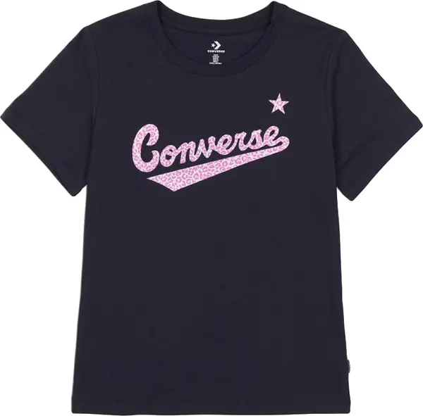 Converse Converse Script Logo Leopard Infill Classic Tee Жени - Тениски Converse - Черен - 10022344-A02-XS - Size: XS