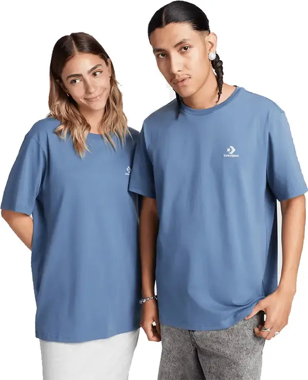 Converse Converse Standard Fit Left Chest Star Chevron Embroidered Tee Мъже - Тениски Converse - Син - 10023876-A45-M - Size: M