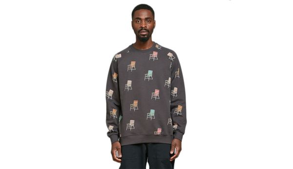 Dedicated Dedicated Sweatshirt Malmoe Lawn Chair AOP Charcoal