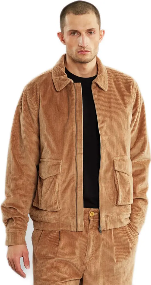 Dedicated Dedicated Padded Jacket Vallentuna Corduroy Tiger Brown Мъже - Суитшърти и блузи с качулка Dedicated - Кафяв - 20067-L - Size: L