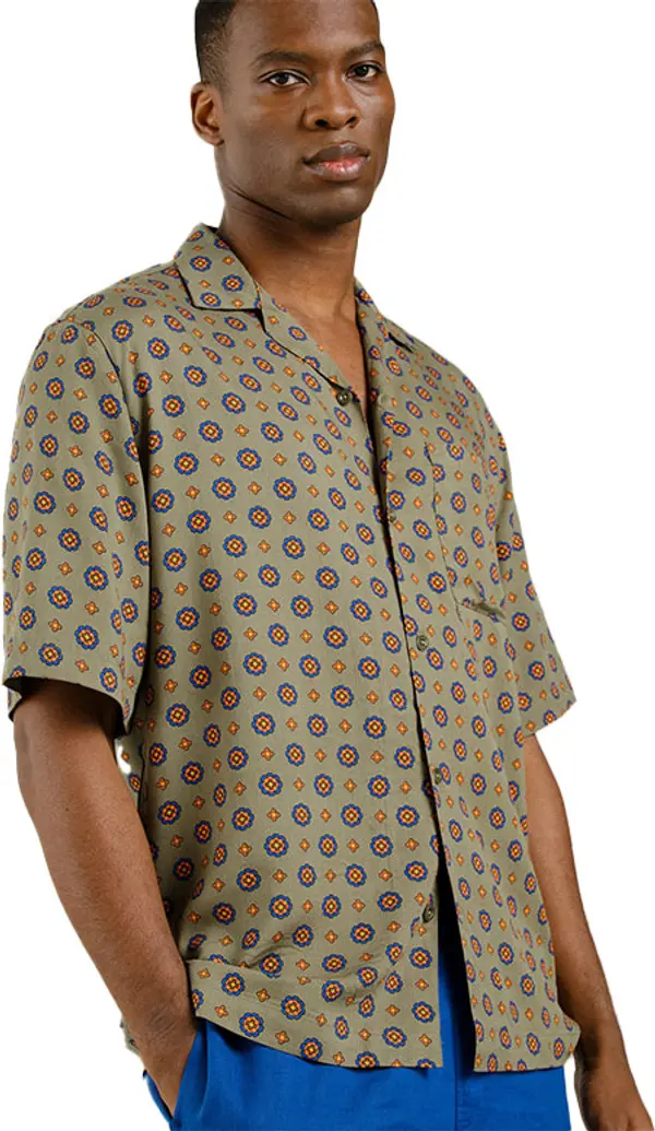 Dedicated Dedicated Shirt Marstrand Medallion Ditsy Green Мъже - Риза Dedicated - Зелен - 22899-M - Size: M