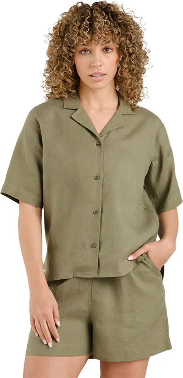 Dedicated Dedicated Shirt Torup Linen Leaf Green Жени - Риза Dedicated - Зелен - 22731-L - Size: L
