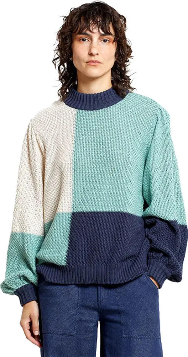 Dedicated Dedicated Sweater Knitted Rutbo Blocks Green Жени - Суитшърти и блузи с качулка Dedicated - Зелен - 21314-L - Size: L