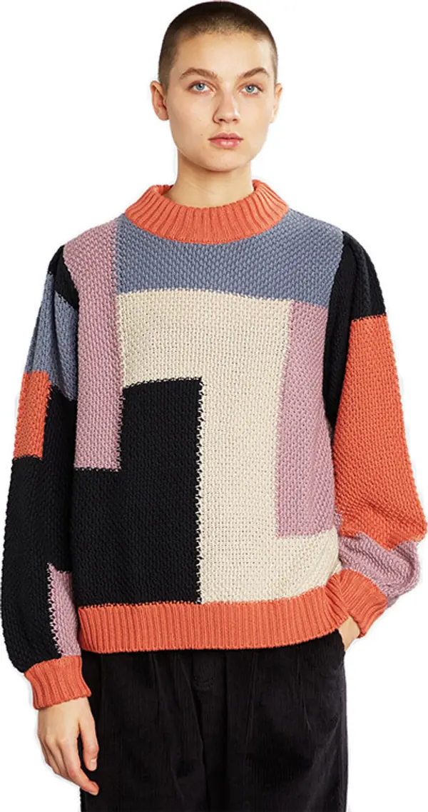 Dedicated Dedicated Sweater Knitted Rutbo Blocks Multi Berry Жени - Суитшърти и блузи с качулка Dedicated - Многоцветен - 20009-M - Size: M