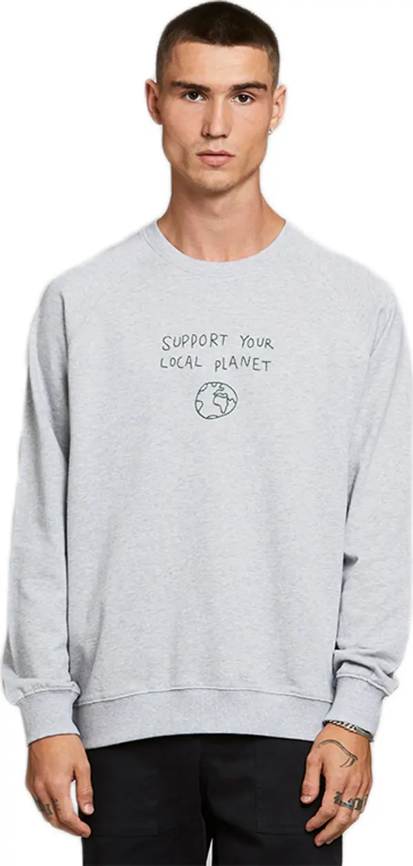 Dedicated Dedicated Sweatshirt Malmoe Local Planet Grey Melange Мъже - Суитшърти и блузи с качулка Dedicated - Сив - 18338-XL - Size: XL