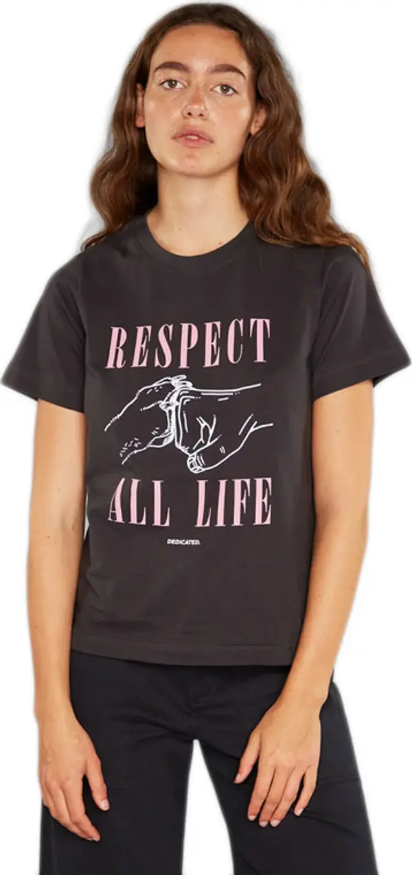 Dedicated Dedicated T-shirt Mysen Respect Life Charcoal Жени - Тениски Dedicated - Сив - 16993-S - Size: S