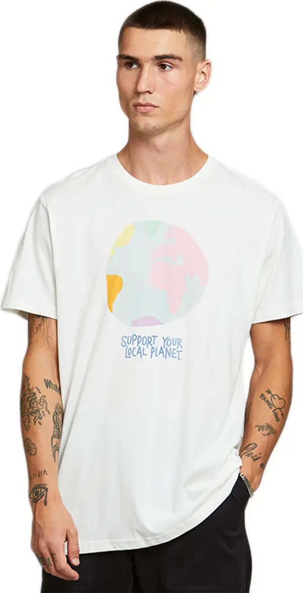 Dedicated Dedicated T-shirt Stockholm Color Globe Off-White Мъже - Тениски Dedicated - Бял - 18213-XL - Size: XL