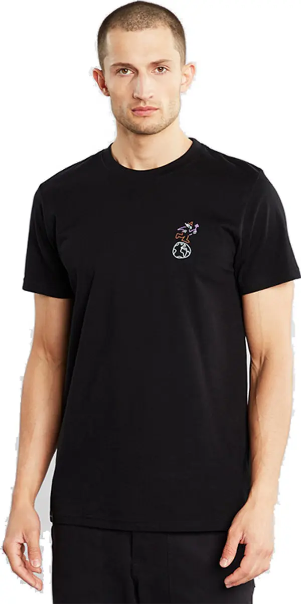 Dedicated Dedicated T-shirt Stockholm Lucas Globe Walk Stone Blue Мъже - Тениски Dedicated - Черен - 20411-XL - Size: XL