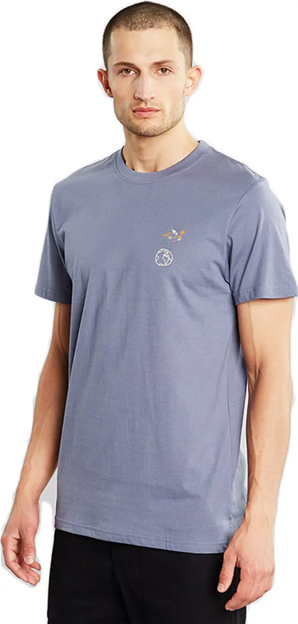 Dedicated Dedicated T-shirt Stockholm Lucas Globe Walk Stone Blue Мъже - Тениски Dedicated - Син - 20412-M - Size: M