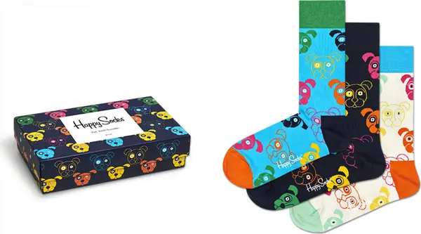 Happy Socks Happy Socks 3-Pack Mixed Dog Socks Gift Set Unisex - Чорапи Happy Socks - Многоцветен - XDOG08-0100-7.5-11.5 - Size: 7.5-11.5