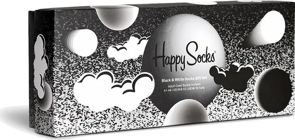 Happy Socks Happy Socks Black and White Socks Gift Set 4-Pack Unisex - Чорапи Happy Socks - Многоцветен - XBLW09-9101-4-7 - Size: 4-7
