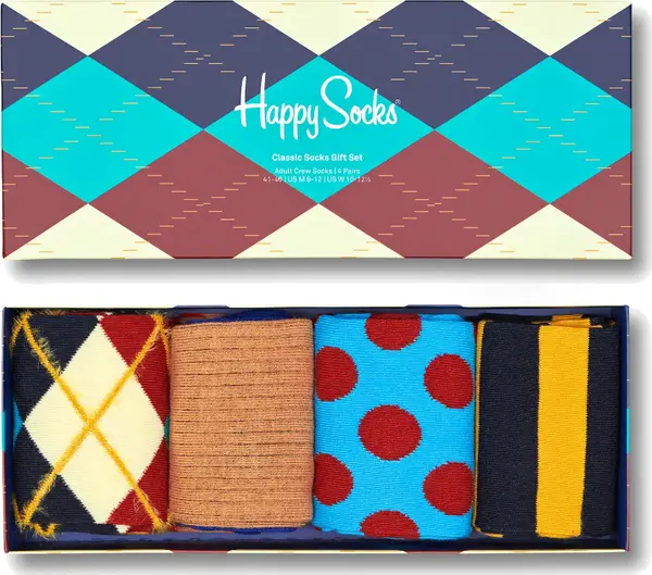 Happy Socks Happy Socks Classics Socks Gift Set 4-Pack Unisex - Чорапи Happy Socks - Многоцветен - XCCS09-6300-4-7 - Size: 4-7