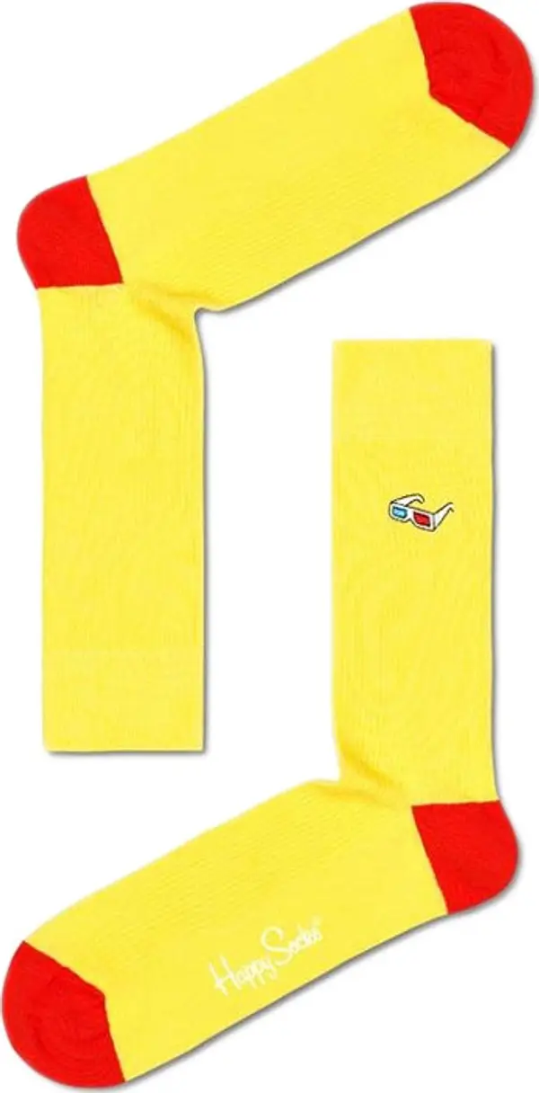 Happy Socks Happy Socks Ribbed Embroidery 3D Glasses Unisex - Чорапи Happy Socks - Жълт - REGLA01-2000-7.5-11.5 - Size: 7.5-11.5