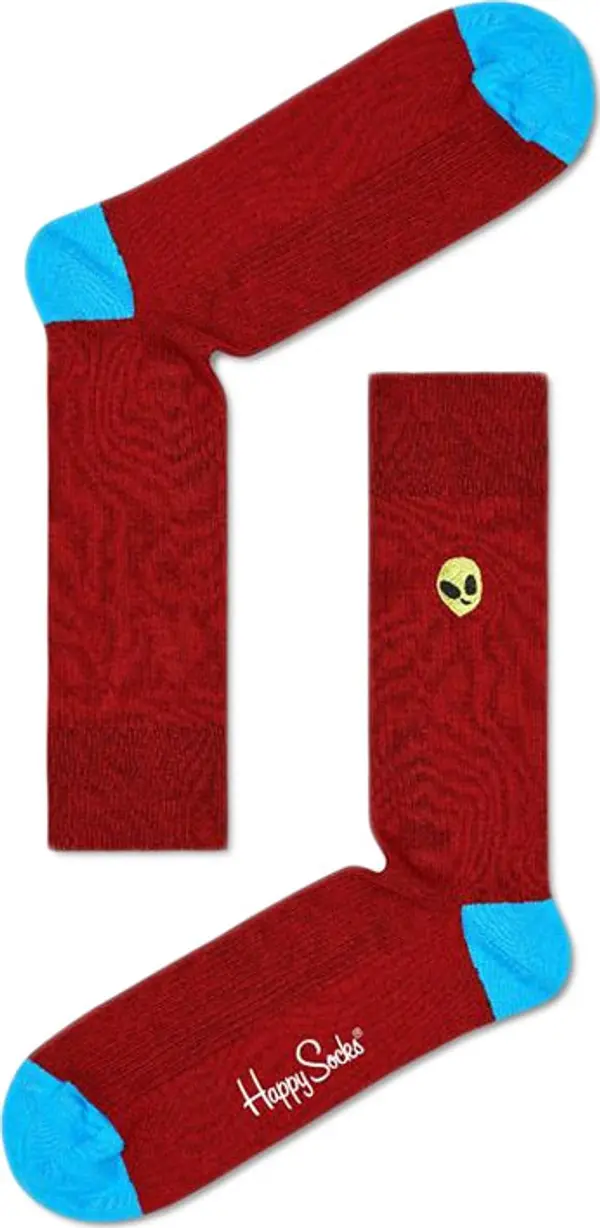 Happy Socks Happy Socks Ribbed Embroidery Alien Sock Unisex - Чорапи Happy Socks - Бордо - REALI01-4500-4-7 - Size: 4-7