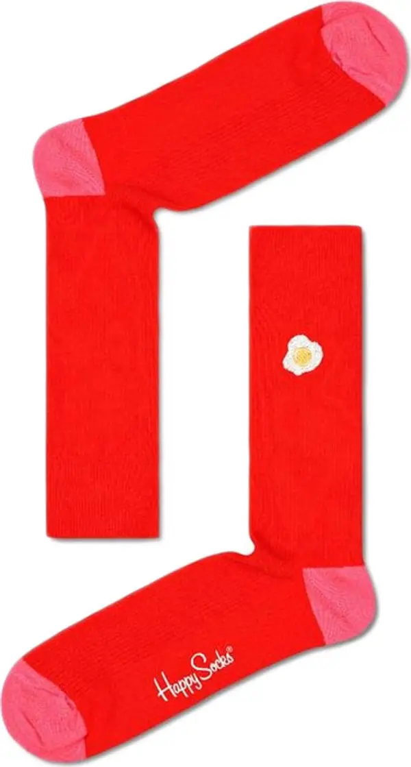 Happy Socks Happy Socks Ribbed Embroidery Egg Sock Unisex - Чорапи Happy Socks - Червен - REEGG01-4300-4-7 - Size: 4-7