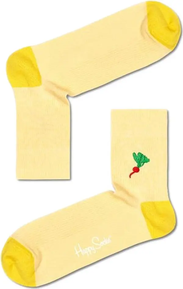 Happy Socks Happy Socks Ribbed Embroidery Veggi 1/2 Crew Sock Unisex - Чорапи Happy Socks - Жълт - REVVEG13-2000-4-7 - Size: 4-7