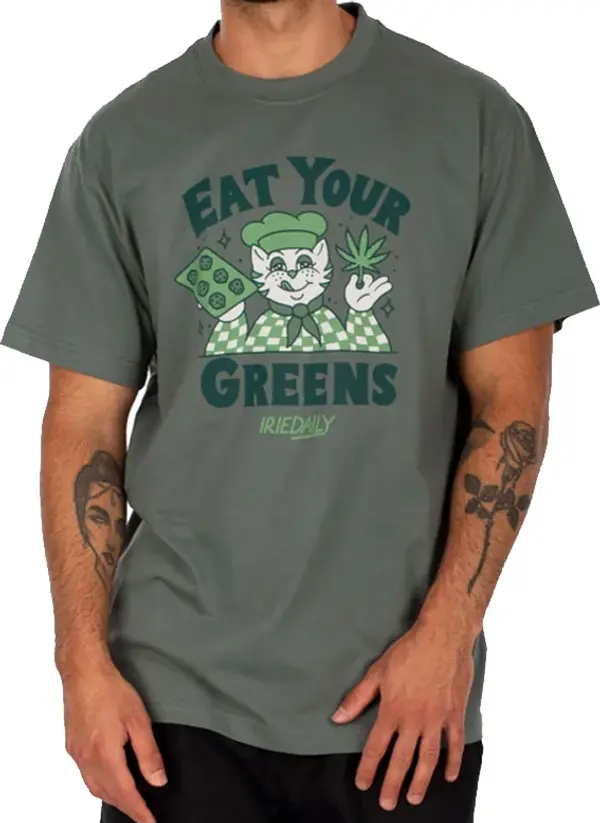 IrieDaily IrieDaily Eat Greens Tee Мъже - Тениски IrieDaily - Зелен - 114B533-467-M - Size: M