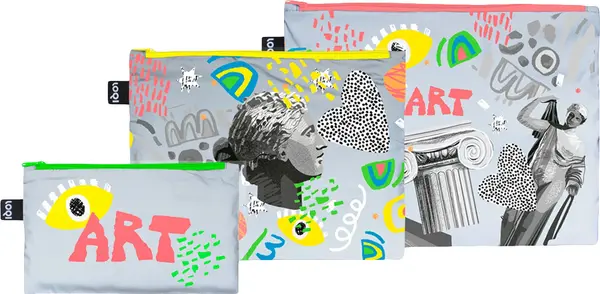 LOQI Loqi Art Reflective Zip Pockets Unisex - Раници и чанти LOQI - Сив - ZP.RE.CA-One-size - Size: One size