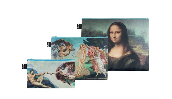 Loqi Loqi Michelangelo, Botticelli, Da Vinci Recycled Zip Pockets