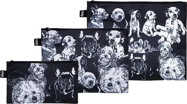 LOQI Loqi Red Poppy Bee - Dogs Recycled Zip Pockets Unisex - Раници и чанти LOQI - Син - ZP.RP.DO-One-size - Size: One size