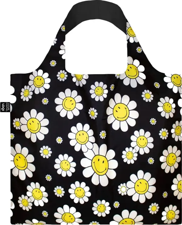 LOQI Loqi Smiley flower Back Unisex - Раници и чанти LOQI - Черен - SM.FB-One-size - Size: One size