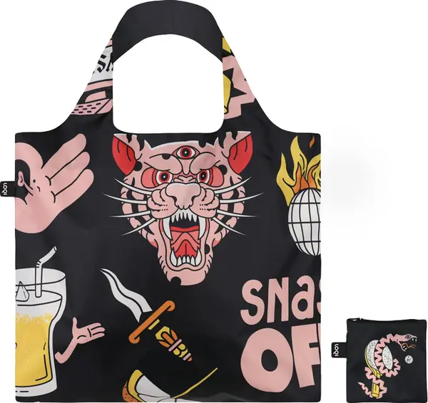 LOQI Loqi Snask Tiger Snake Black Recycled Bag Unisex - Раници и чанти LOQI - Черен - SN.TB.R-One-size - Size: One size