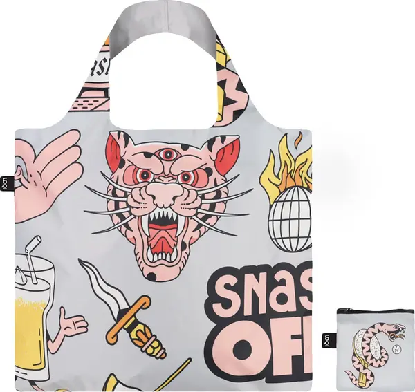 LOQI Loqi Snask Tiger Snake Grey Recycled Bag Unisex - Раници и чанти LOQI - Сив - SN.TG.R-One-size - Size: One size