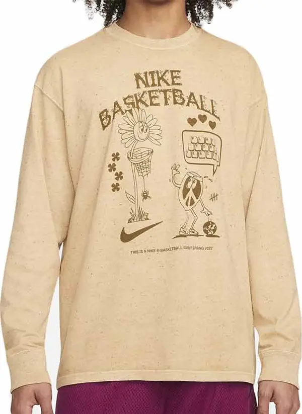 Nike Nike Basketball Long-Sleeve T-Shirt Мъже - Тениски Nike - Светло кафяв - DN3044-101-S - Size: S