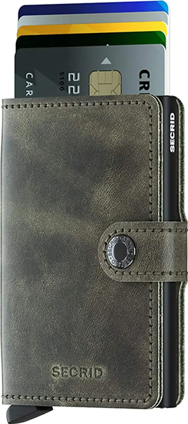 Secrid Secrid Miniwallet Vintage Olive-Black Unisex - Портфейли Secrid - Черен - MV-OLIVE-BLACK-One-size - Size: One size