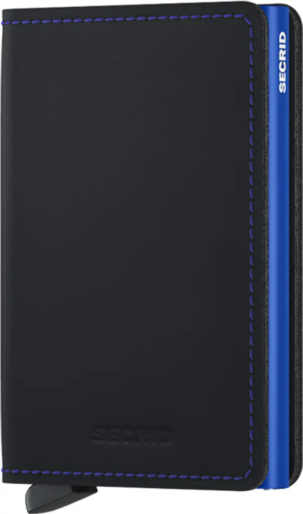 Secrid Secrid Slimwallet Matte Black & Blue Unisex - Портфейли Secrid - Черен - SM-Black-Blue-One-size - Size: One size