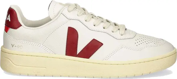 Veja Veja V-90 Leather Ext White Marsala Жени - Спортни обувки Veja - Бял - VD2003657A-7 - Size: 7