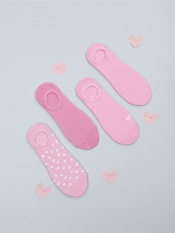 Sinsay Sinsay - 4 чифта чорапи без конч - пастелнорозово