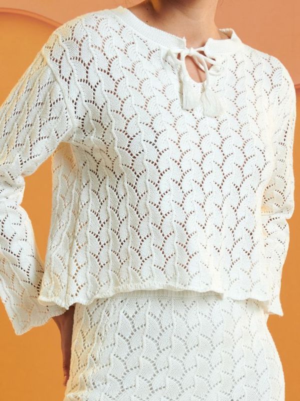 Sinsay Sinsay - Ажурен пуловер - кремав