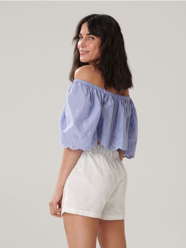 Sinsay Sinsay - Crop top с акцент с английска бродерия - бледосиньо