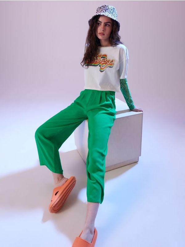 Sinsay Sinsay - Crop top с принт - кремав