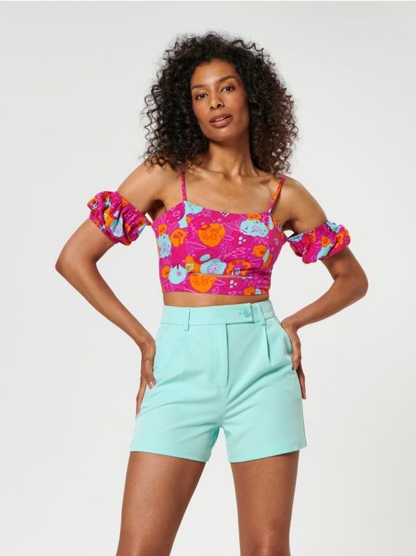 Sinsay Sinsay - Crop top с тънки презрамки - орхидея