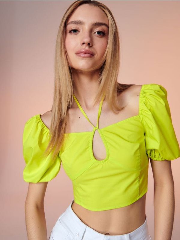 Sinsay Sinsay - Crop top с връзка - жълтозелено