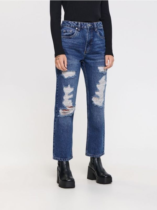 Sinsay Sinsay - Дънки straight high waist - сини дънки